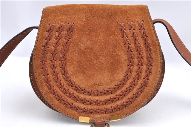 Authentic Chloe Mercie Shoulder Cross Body Purse Bag Suede Leather Brown J0026