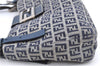 Auth FENDI Zucchino Mamma Baguette Shoulder Bag Canvas Leather Navy Blue J0029