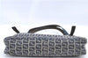 Auth FENDI Zucchino Mamma Baguette Shoulder Bag Canvas Leather Navy Blue J0029