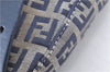 Auth FENDI Zucchino Mamma Baguette Shoulder Bag Canvas Leather Navy Blue J0029