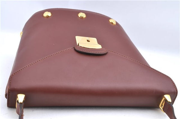 Auth Ferragamo Canvas Leather Shoulder Cross Body Bag Purse Bordeaux Red J0031