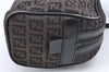 Authentic FENDI Zucchino Hand Bag Purse Canvas Leather Brown Black J0034