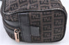 Authentic FENDI Zucchino Hand Bag Purse Canvas Leather Brown Black J0034