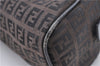 Authentic FENDI Zucchino Hand Bag Purse Canvas Leather Brown Black J0034