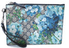 Auth GUCCI GG Supreme Blooms Shoulder Clutch Bag PVC Leather 546349 Blue J0044