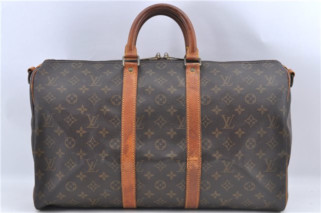 Auth Louis Vuitton Monogram Keepall Bandouliere 45 Boston Bag M41418 LV J0048