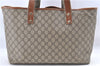 Auth GUCCI Web Sherry Line Shoulder Tote Bag GG PVC Leather 211134 Brown J0049