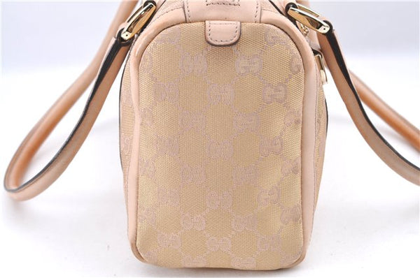 Auth GUCCI Abbey Boston Hand Bag Purse GG Canvas Leather 130942 Pink Gold J0050