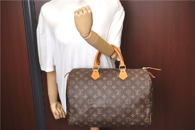 Authentic Louis Vuitton Monogram Speedy 35 Hand Bag M41524 LV J0056