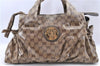 Authentic GUCCI GG Crystal Hysteria Had Bag PVC Leather 197020 Brown J0062