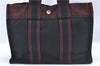 Authentic HERMES Fourre Tout PM Hand Tote Bag Canvas Black Bordeaux J0063