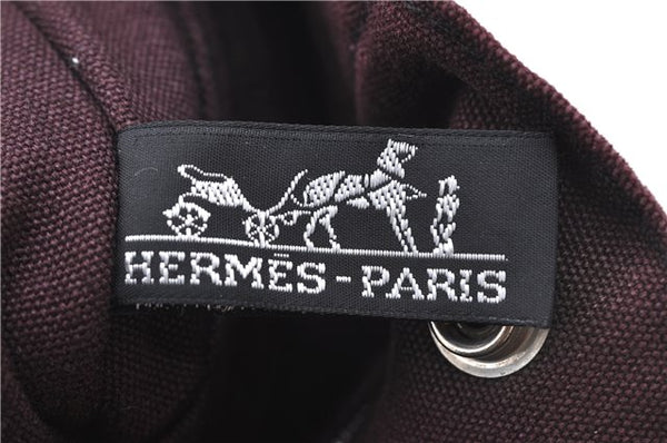 Authentic HERMES Fourre Tout PM Hand Tote Bag Canvas Black Bordeaux J0063