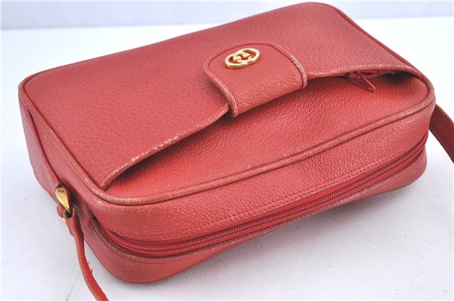 Authentic GUCCI Shoulder Cross Body Bag Purse GG Leather Red J0067