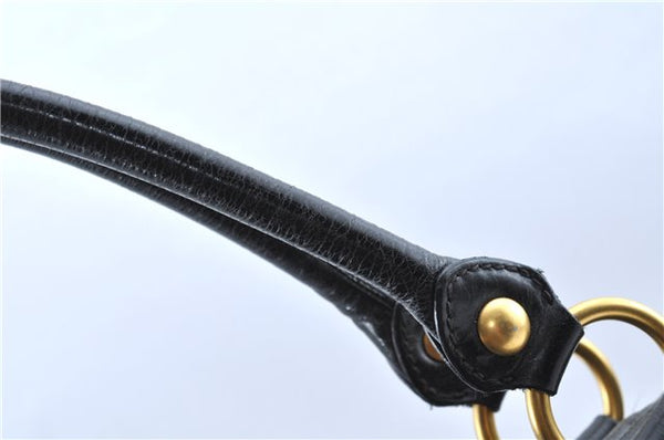 Authentic MIU MIU Ribbon Motif Leather Shoulder Tote Bag Black J0071