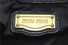 Authentic MIU MIU Ribbon Motif Leather Shoulder Tote Bag Black J0071