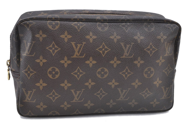 Auth Louis Vuitton Monogram Trousse Toilette 28 Clutch Hand Bag M47522 LV J0079