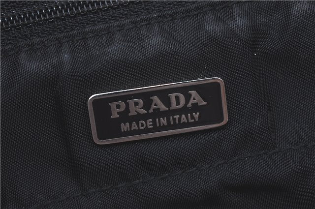 Authentic PRADA Nylon Leather Tote Hand Bag Purse Black J0080