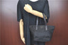 Authentic PRADA Nylon Leather Tote Hand Bag Purse Black J0080