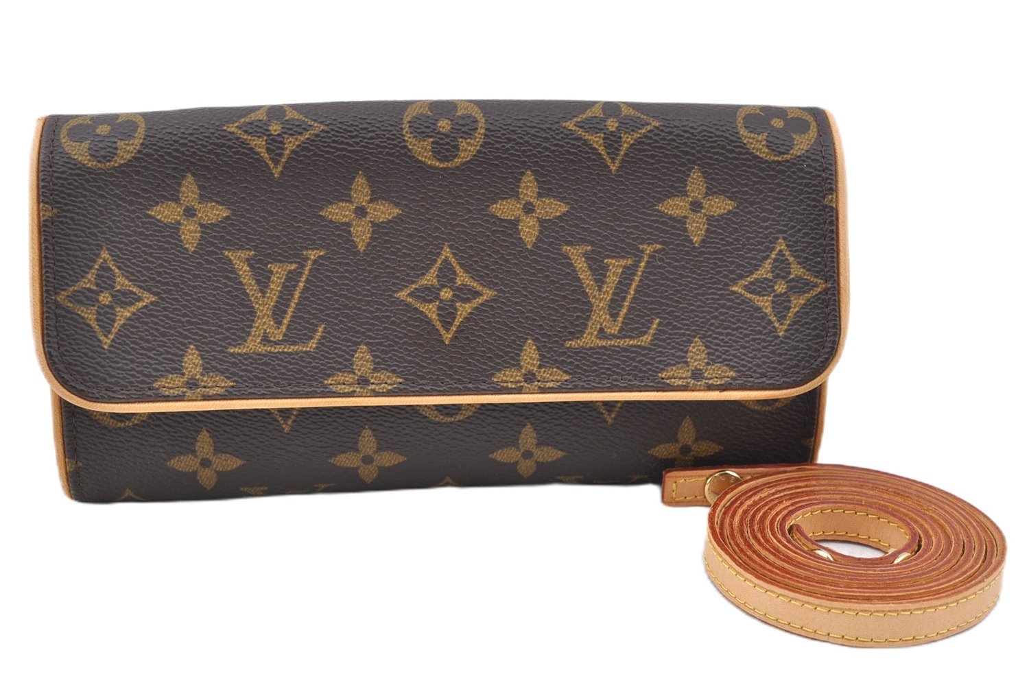 Authentic Louis Vuitton Monogram Pochette Twin PM Shoulder Bag M51854 LV J0081