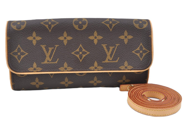 Authentic Louis Vuitton Monogram Pochette Twin PM Shoulder Bag M51854 LV J0081
