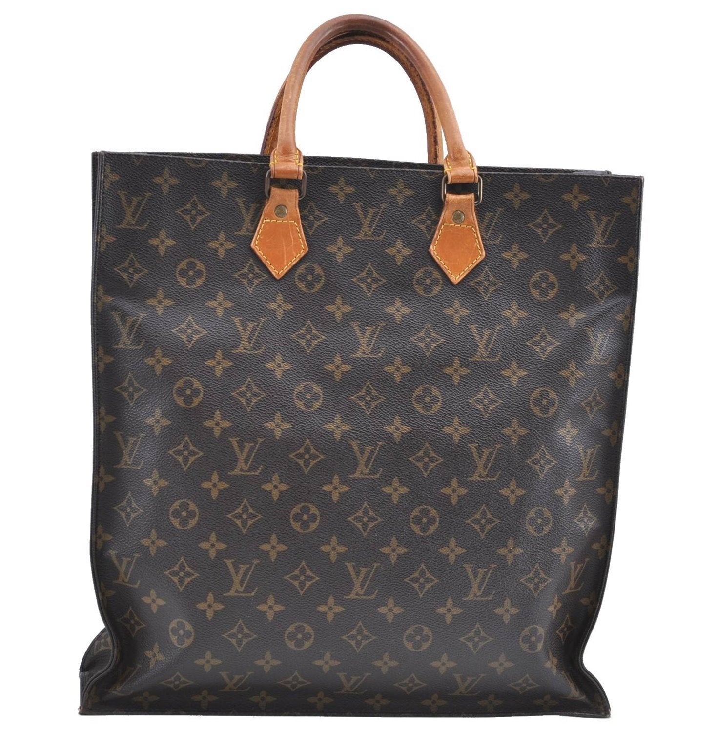 Authentic Louis Vuitton Monogram Sac Plat Hand Bag M51140 LV J0084