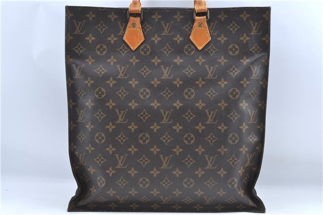 Authentic Louis Vuitton Monogram Sac Plat Hand Bag M51140 LV J0084