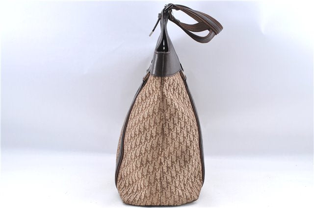Authentic Christian Dior Trotter Shoulder Tote Bag Canvas Leather Brown J0090