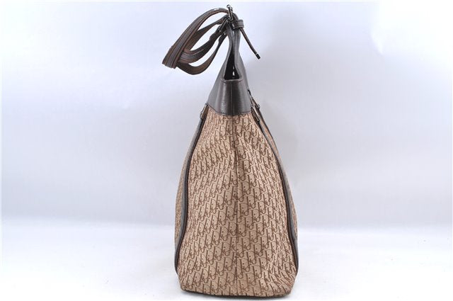 Authentic Christian Dior Trotter Shoulder Tote Bag Canvas Leather Brown J0090