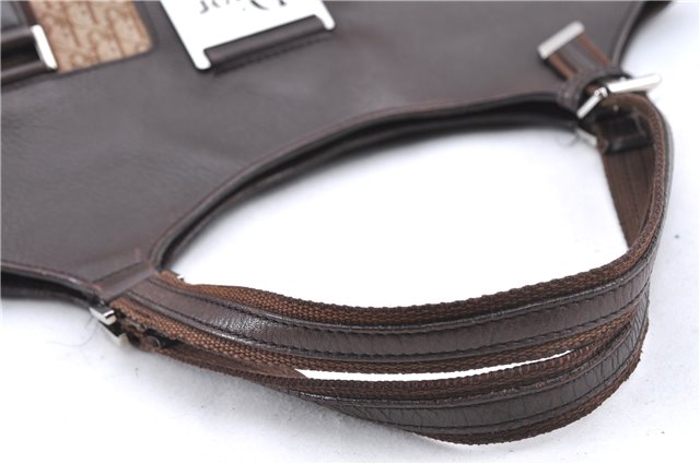 Authentic Christian Dior Trotter Shoulder Tote Bag Canvas Leather Brown J0090