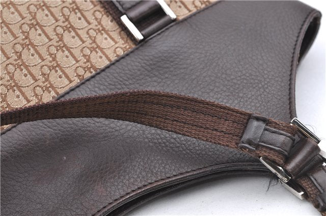Authentic Christian Dior Trotter Shoulder Tote Bag Canvas Leather Brown J0090