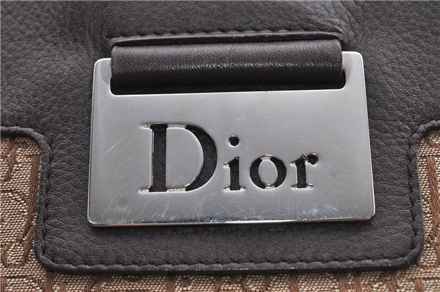 Authentic Christian Dior Trotter Shoulder Tote Bag Canvas Leather Brown J0090