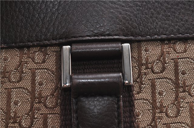 Authentic Christian Dior Trotter Shoulder Tote Bag Canvas Leather Brown J0090