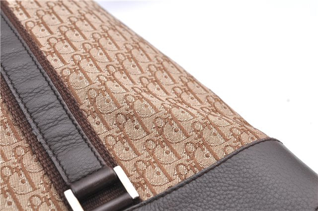 Authentic Christian Dior Trotter Shoulder Tote Bag Canvas Leather Brown J0090