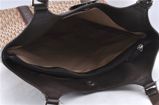 Authentic Christian Dior Trotter Shoulder Tote Bag Canvas Leather Brown J0090