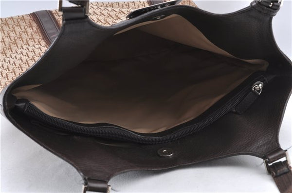 Authentic Christian Dior Trotter Shoulder Tote Bag Canvas Leather Brown J0090