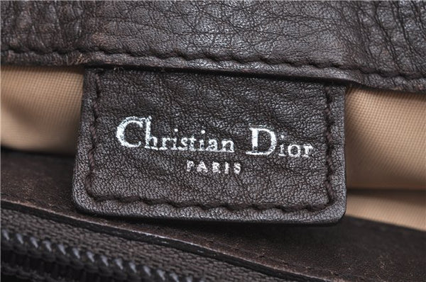Authentic Christian Dior Trotter Shoulder Tote Bag Canvas Leather Brown J0090