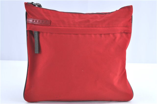 Authentic PRADA Sports Polyester Shoulder Cross Body Bag Purse Red J0103