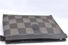 Authentic FENDI Check Clutch Bag Purse PVC Leather Brown Black J0105