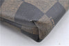 Authentic FENDI Check Clutch Bag Purse PVC Leather Brown Black J0105