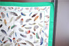 Authentic HERMES Carre 90 Scarf "PLUMES" Silk Green PB J0107