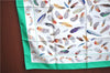 Authentic HERMES Carre 90 Scarf "PLUMES" Silk Green PB J0107