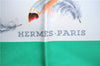 Authentic HERMES Carre 90 Scarf "PLUMES" Silk Green PB J0107