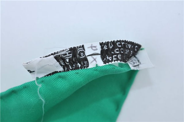 Authentic HERMES Carre 90 Scarf "PLUMES" Silk Green PB J0107