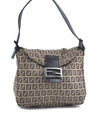 Auth FENDI Zucchino Mamma Baguette Shoulder Hand Bag Canvas Leather Brown J0122