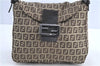 Auth FENDI Zucchino Mamma Baguette Shoulder Hand Bag Canvas Leather Brown J0122