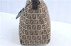 Auth FENDI Zucchino Mamma Baguette Shoulder Hand Bag Canvas Leather Brown J0122