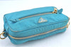 Authentic PRADA Nylon Leather Shoulder Cross Body Bag Purse Blue J0128