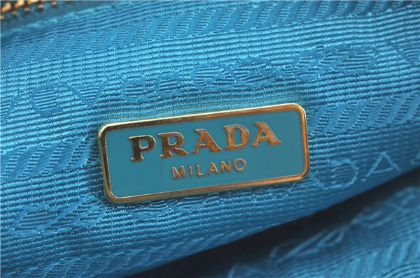 Authentic PRADA Nylon Leather Shoulder Cross Body Bag Purse Blue J0128