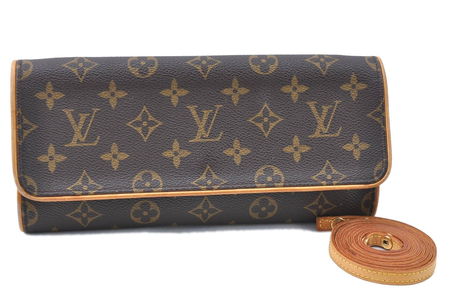Authentic Louis Vuitton Monogram Pochette Twin GM Shoulder Bag M51852 LV J0163