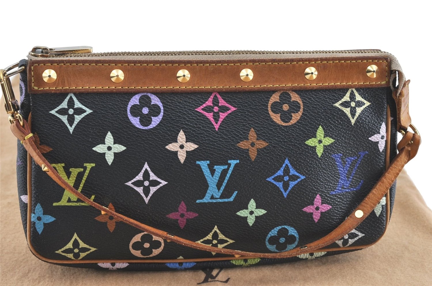 Louis Vuitton Monogram Multicolor Pochette Accessoires Pouch M92648 Black J0164